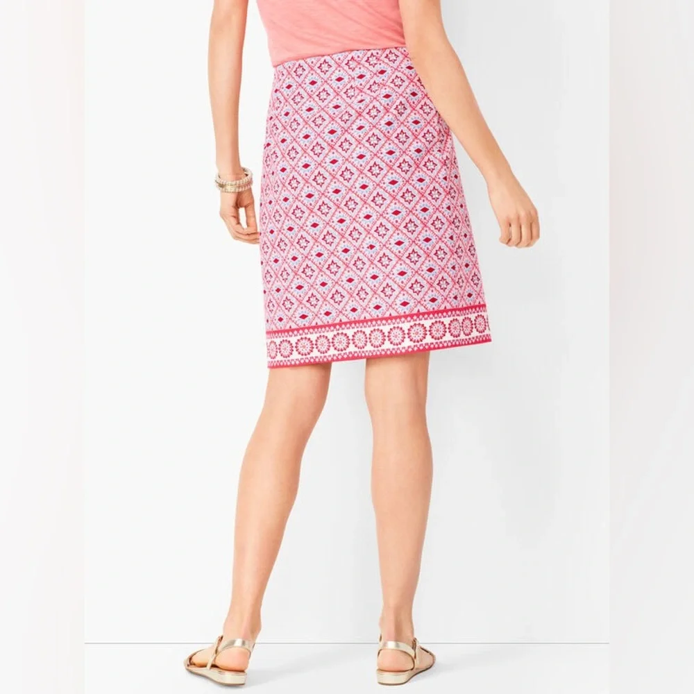 Talbots Red‎ Hex Symbols Side Zip Lined Cotton Blend Knee Length Skirt 6P